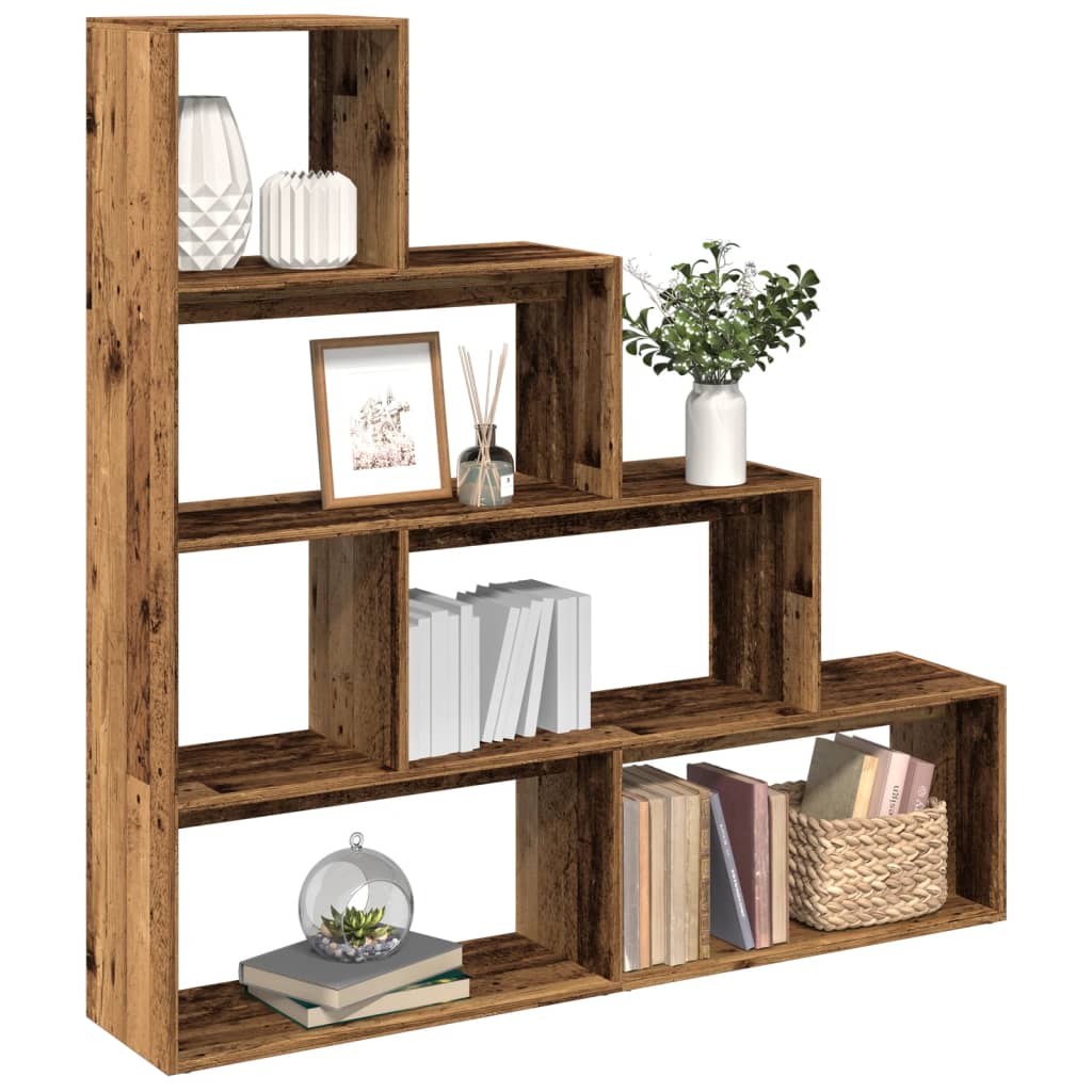 Levně vidaXL Knihovna/dělící stěna 4patrová old wood 143,5x29x143,5 cm