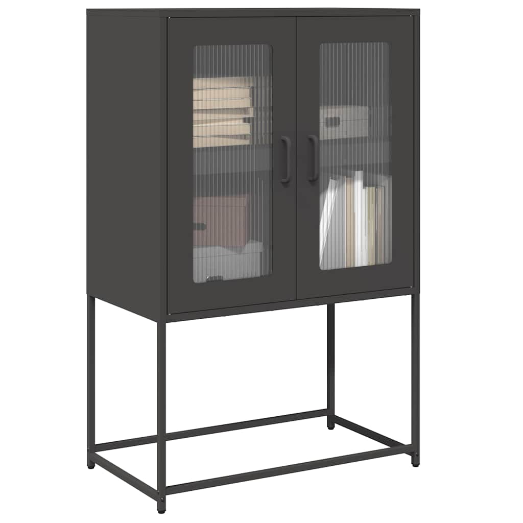 Levně vidaXL Skříň highboard černá 68x39x107 cm ocel