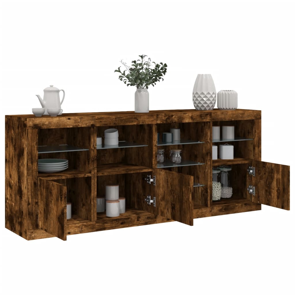 Levně vidaXL Příborník s LED osvětlením kouřový dub 164 x 37 x 67 cm