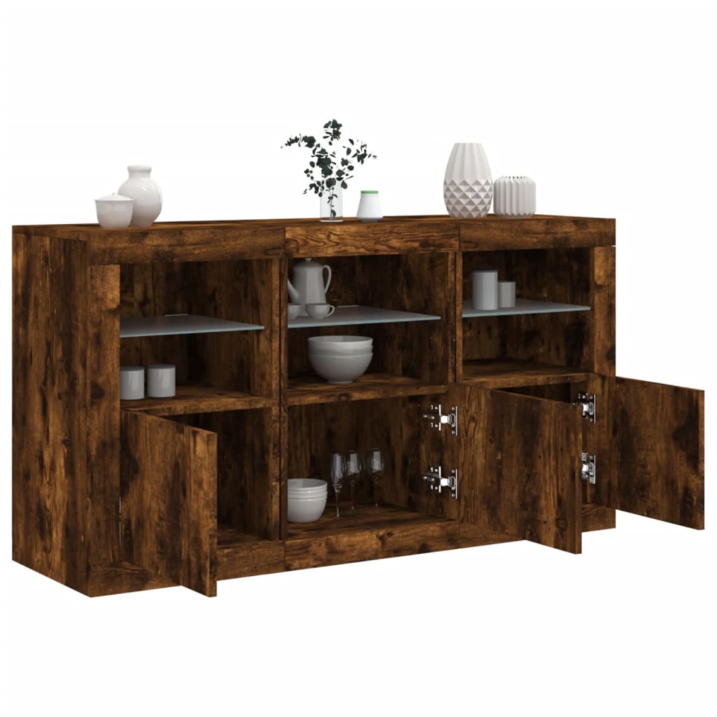 Levně vidaXL Příborník s LED osvětlením kouřový dub 123 x 37 x 67 cm