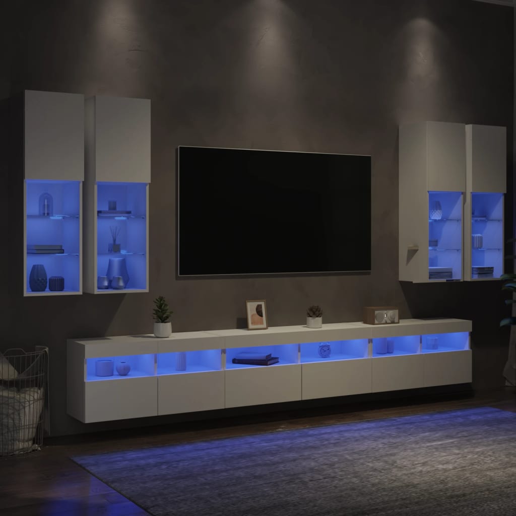 Levně vidaXL 7dílná obývací stěna s LED osvětlením bílá