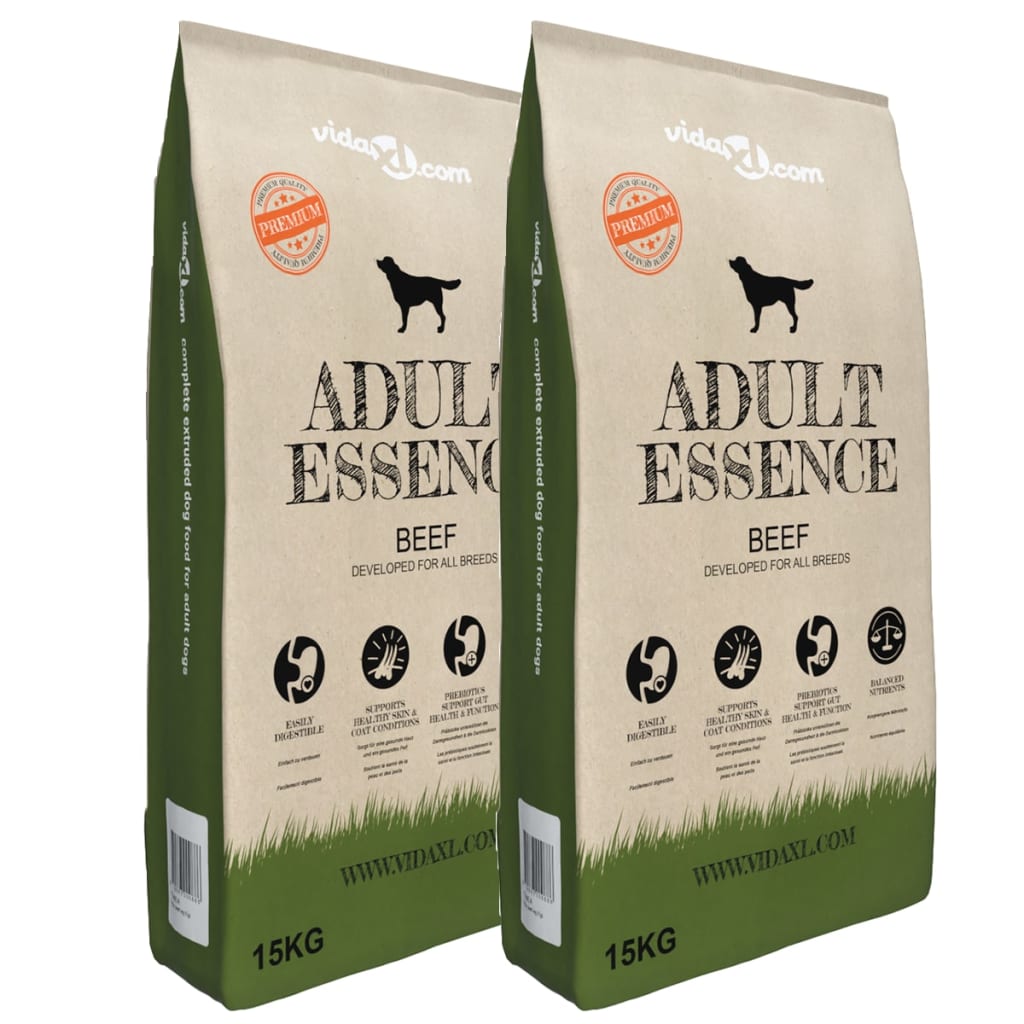 Levně vidaXL Prémiové suché krmivo pro psy Adult Essence Beef 2 ks 30 kg