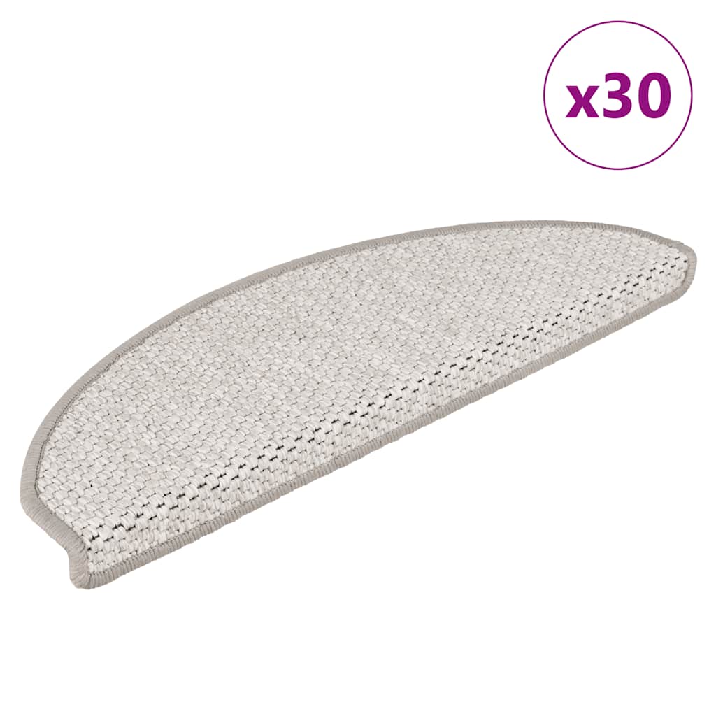 Levně vidaXL Samolepicí rohože na schody Sisal-Look 30 ks 65x21x4 cm Platina