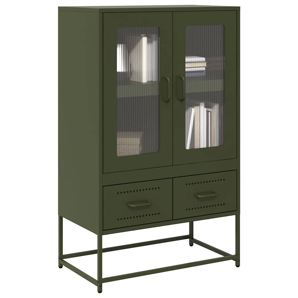 Levně vidaXL Skříň highboard olivově zelená 68 x 39 x 111,5 cm ocel