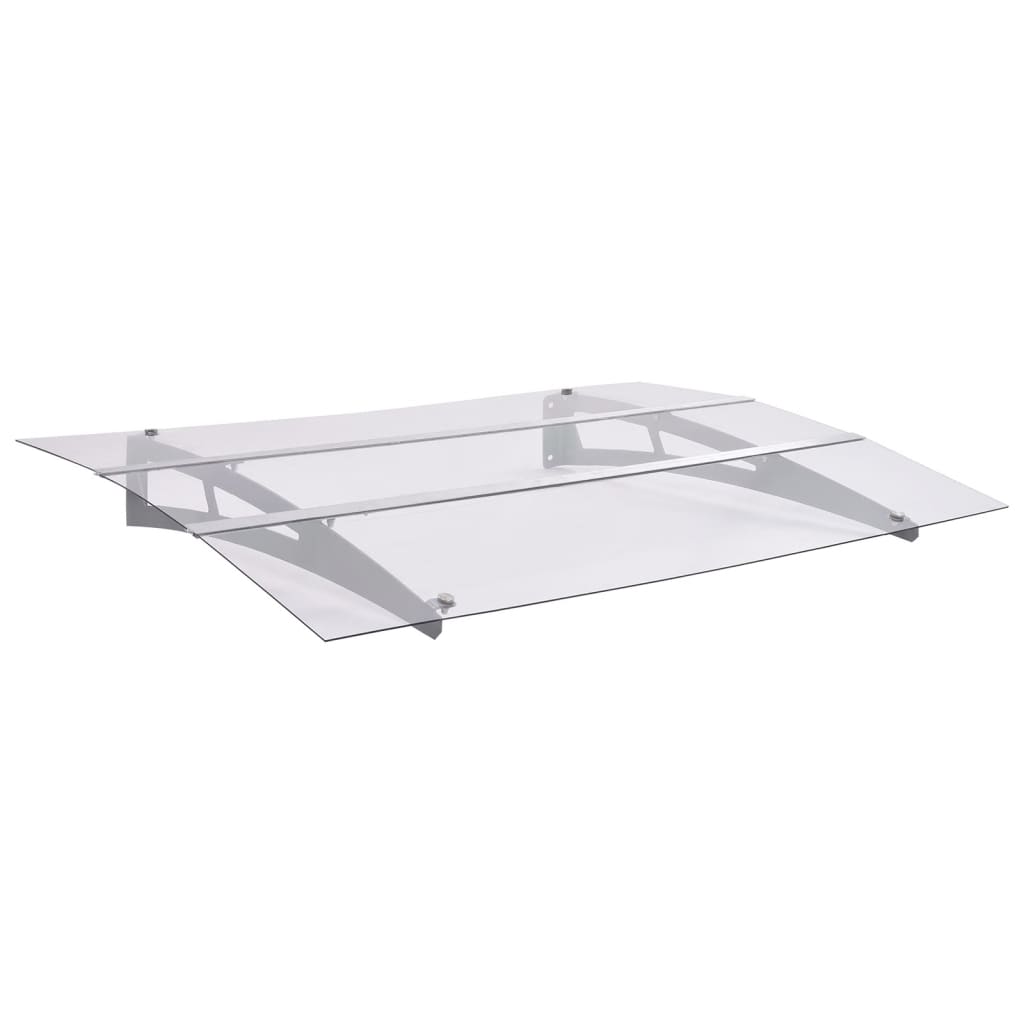 Levně vidaXL Stříška na dveře stříbrná a průhledná 150x90 cm PET