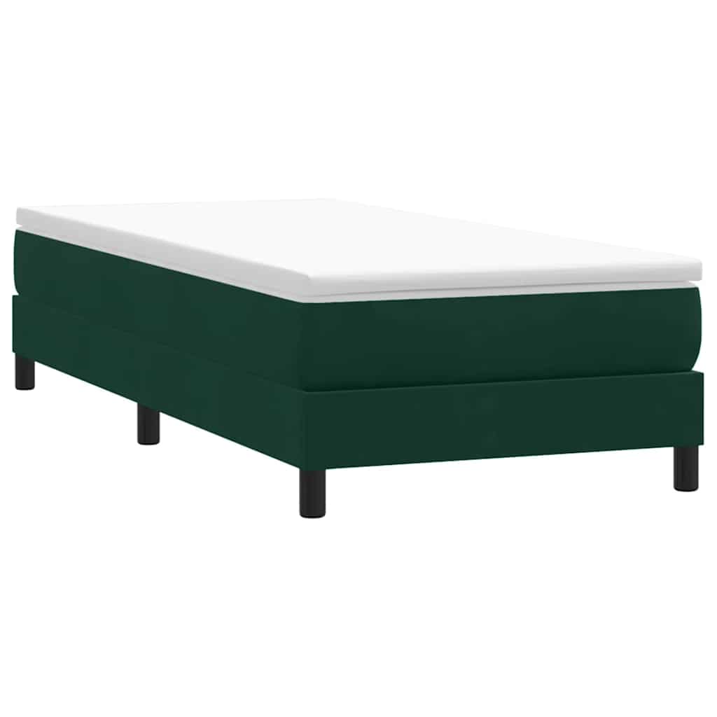 Levně vidaXL Postel Box Spring bez matrace tmavě zelená 90x210 cm samet