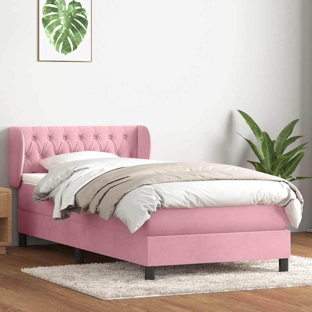 Levně vidaXL Box spring postel s matrací růžový 90x220 cm samet