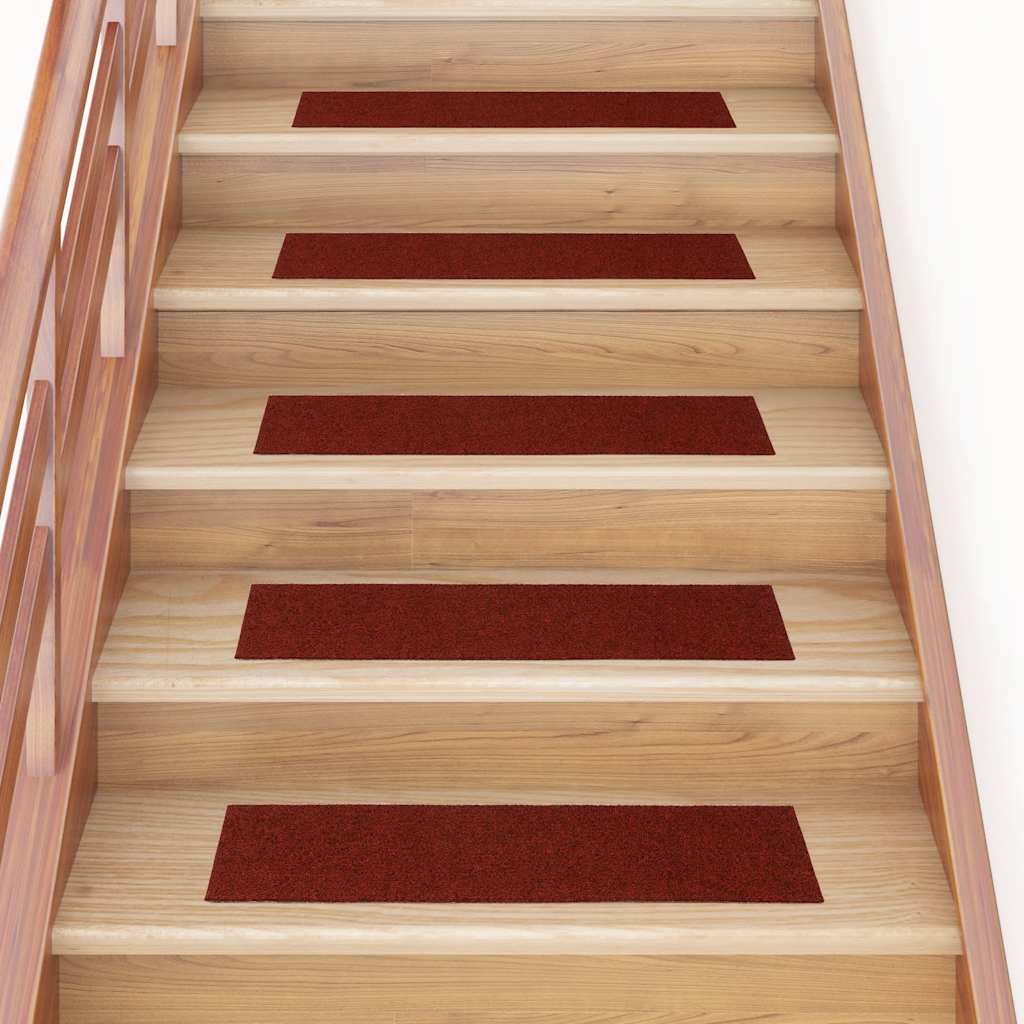 Levně vidaXL Schodové rohože samolepicí 30 ks 76 x 20 cm bordó červená obdélníková