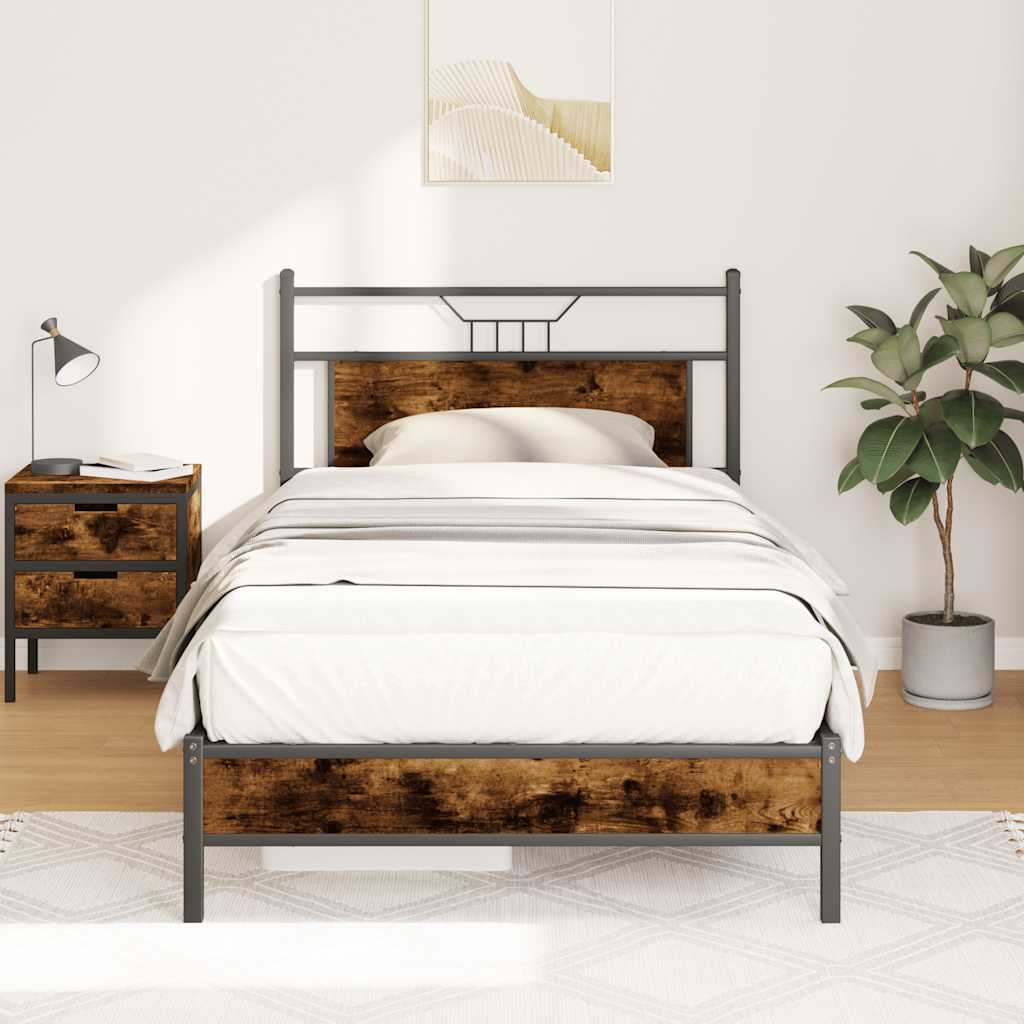 Levně vidaXL Rám postele bez matrace kouřový dub 100x200 cm kompozitní dřevo