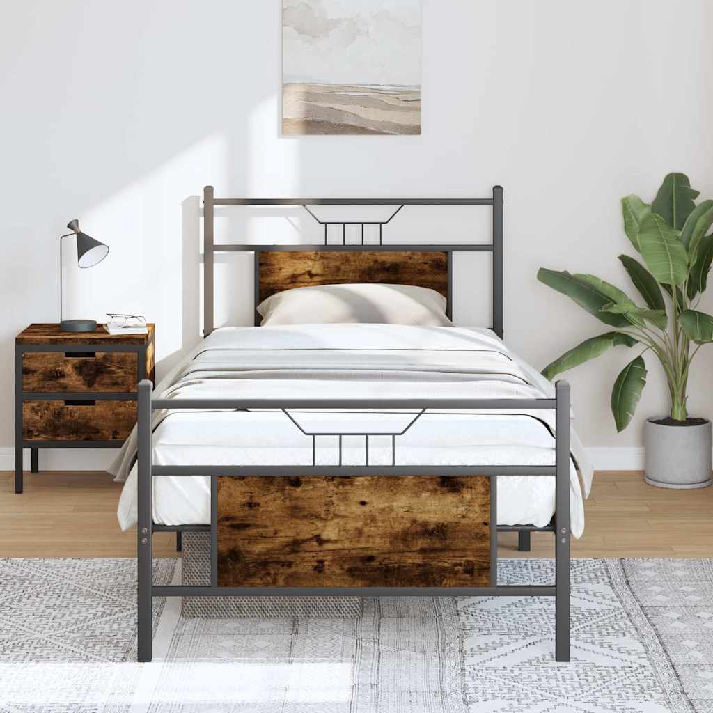 Levně vidaXL Rám postele bez matrace kouřový dub 90x190 cm kompozitní dřevo