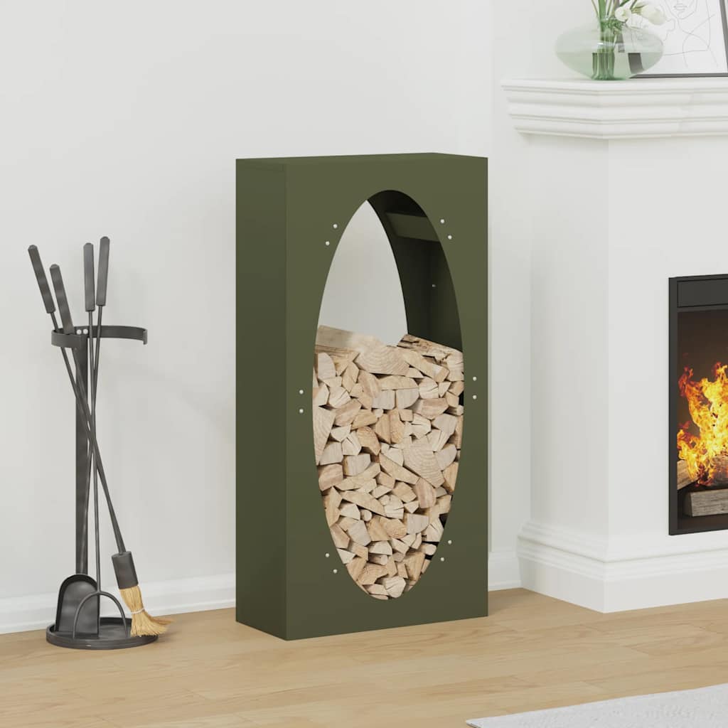 Levně vidaXL Stojan na palivové dřevo olivově zelený 50x23x100 cm