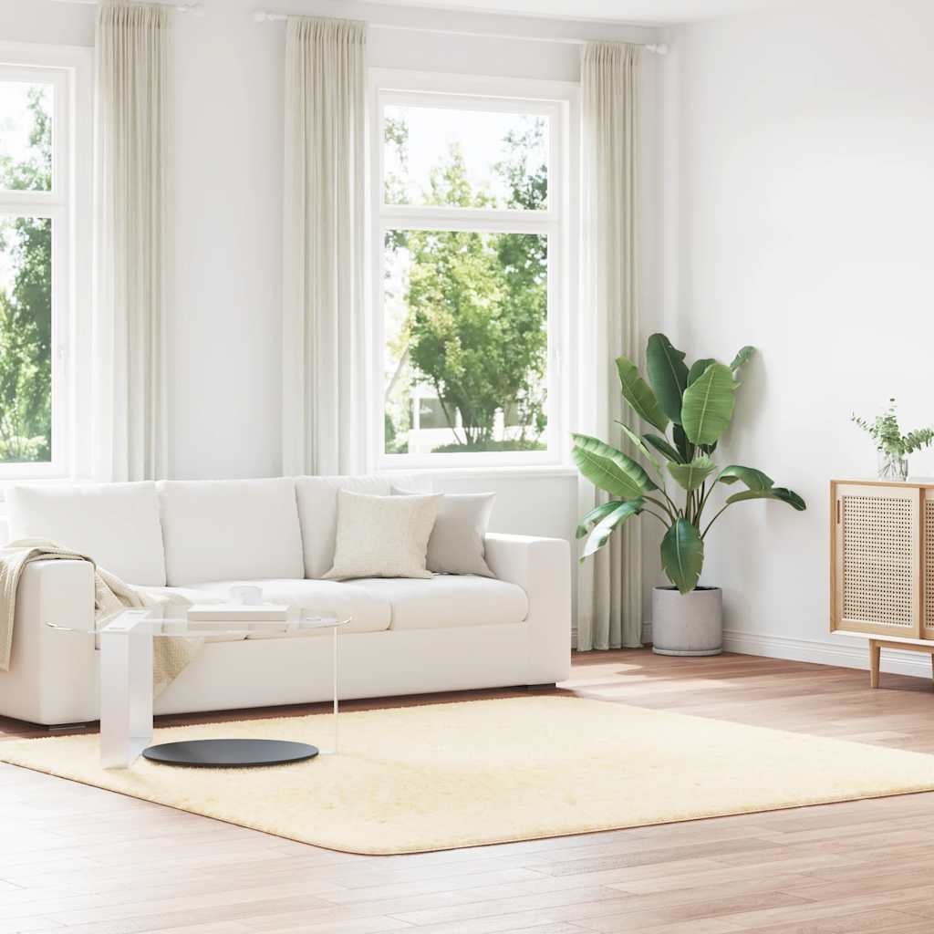 Levně vidaXL Koberec Shaggy s vysokým vlasem NAVARRA krémový 240x240 cm
