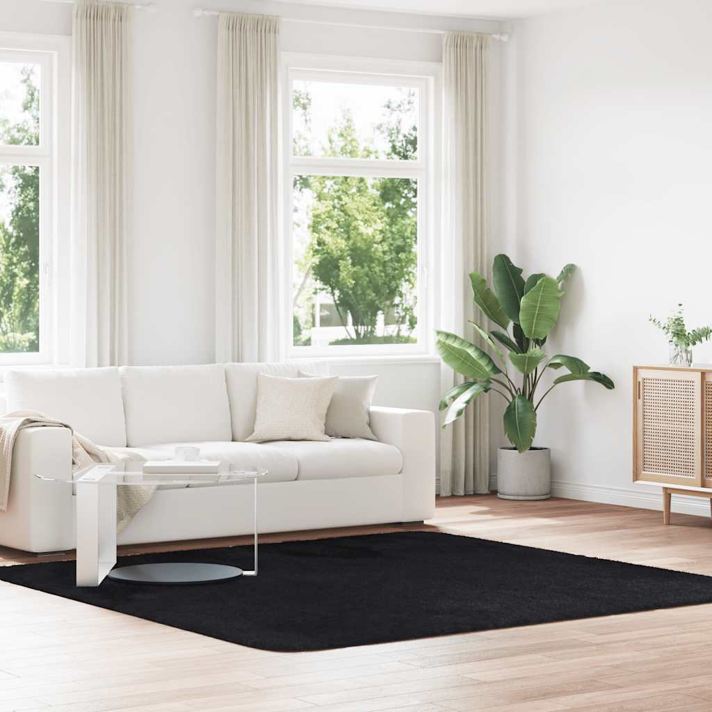 Levně vidaXL Koberec Shaggy s vysokým vlasem NAVARRA černý 240x240 cm