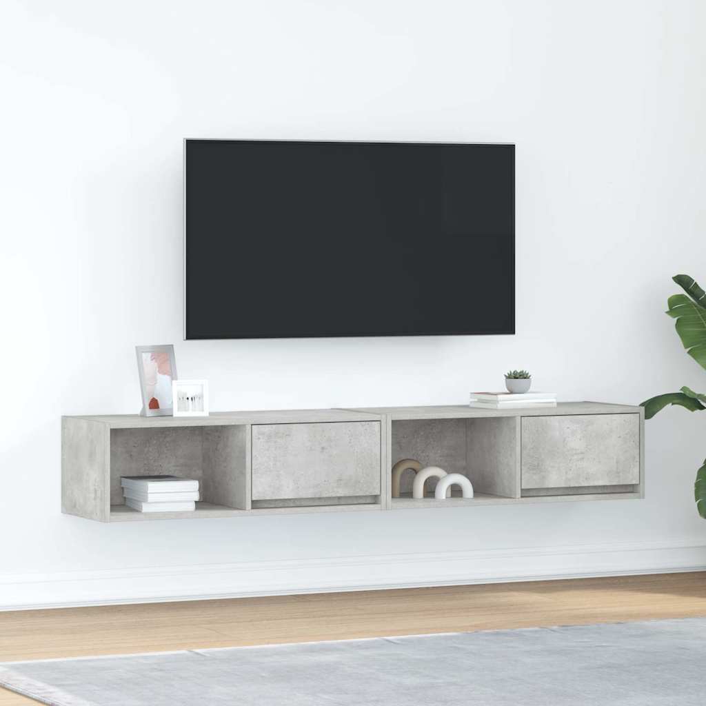 Levně vidaXL TV skříňky 2 ks Betonová šedá 80x31x25,5 cm Dřevěná konstrukce