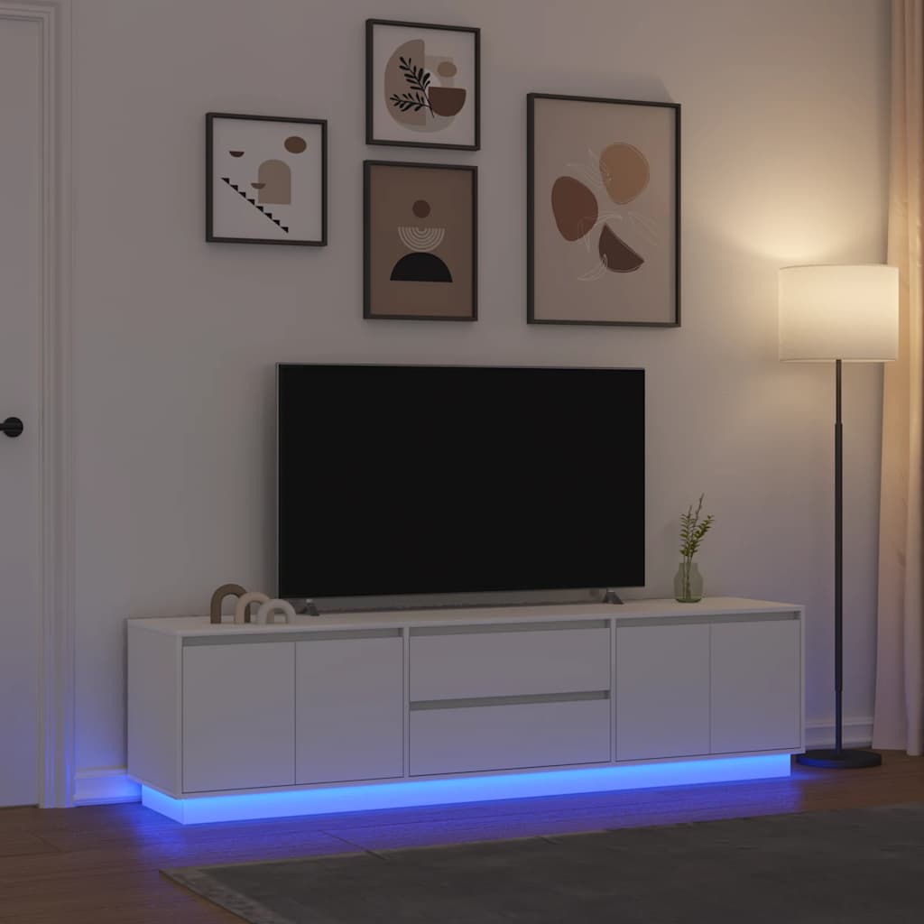 Levně vidaXL TV skříňka s LED osvětlením bílá 193,5x41x50 cm