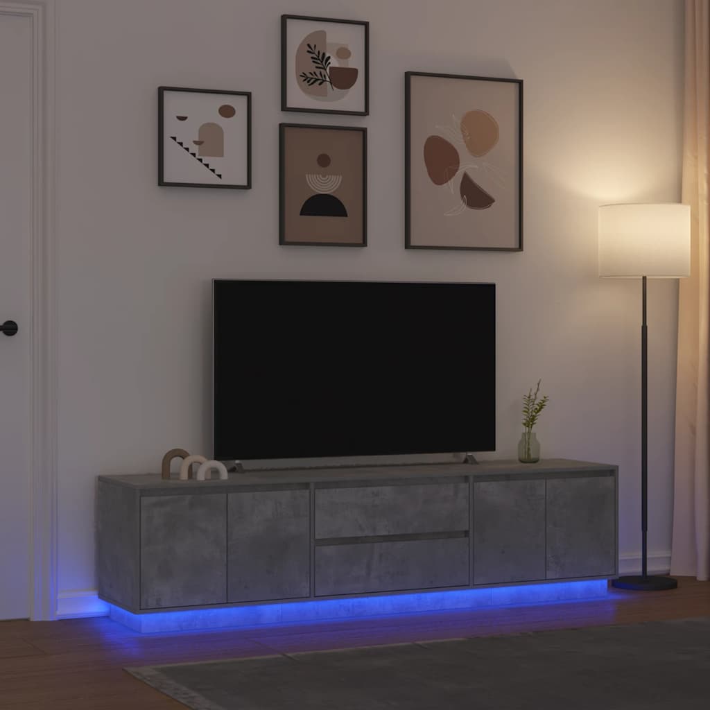 Levně vidaXL TV skříňka s LED osvětlením betonově šedá 193,5x41x50 cm