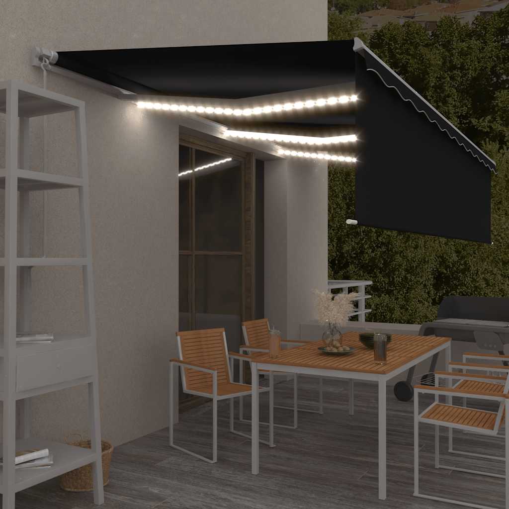 Levně vidaXL Ručně zatahovací markýza s roletou a LED 6 x 3 m antracitová