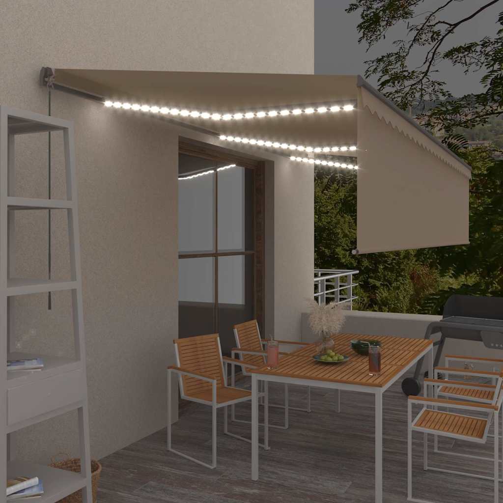 Levně vidaXL Ručně zatahovací markýza s roletou a LED 6 x 3 m krémová