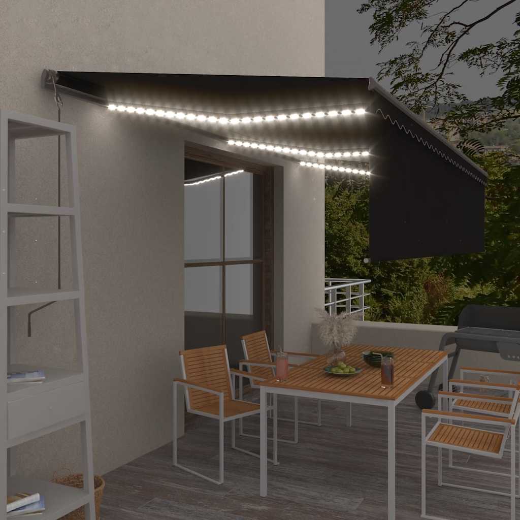 Levně vidaXL Automatická markýza s roletou+LED+senzor větru 6x3m antracitová