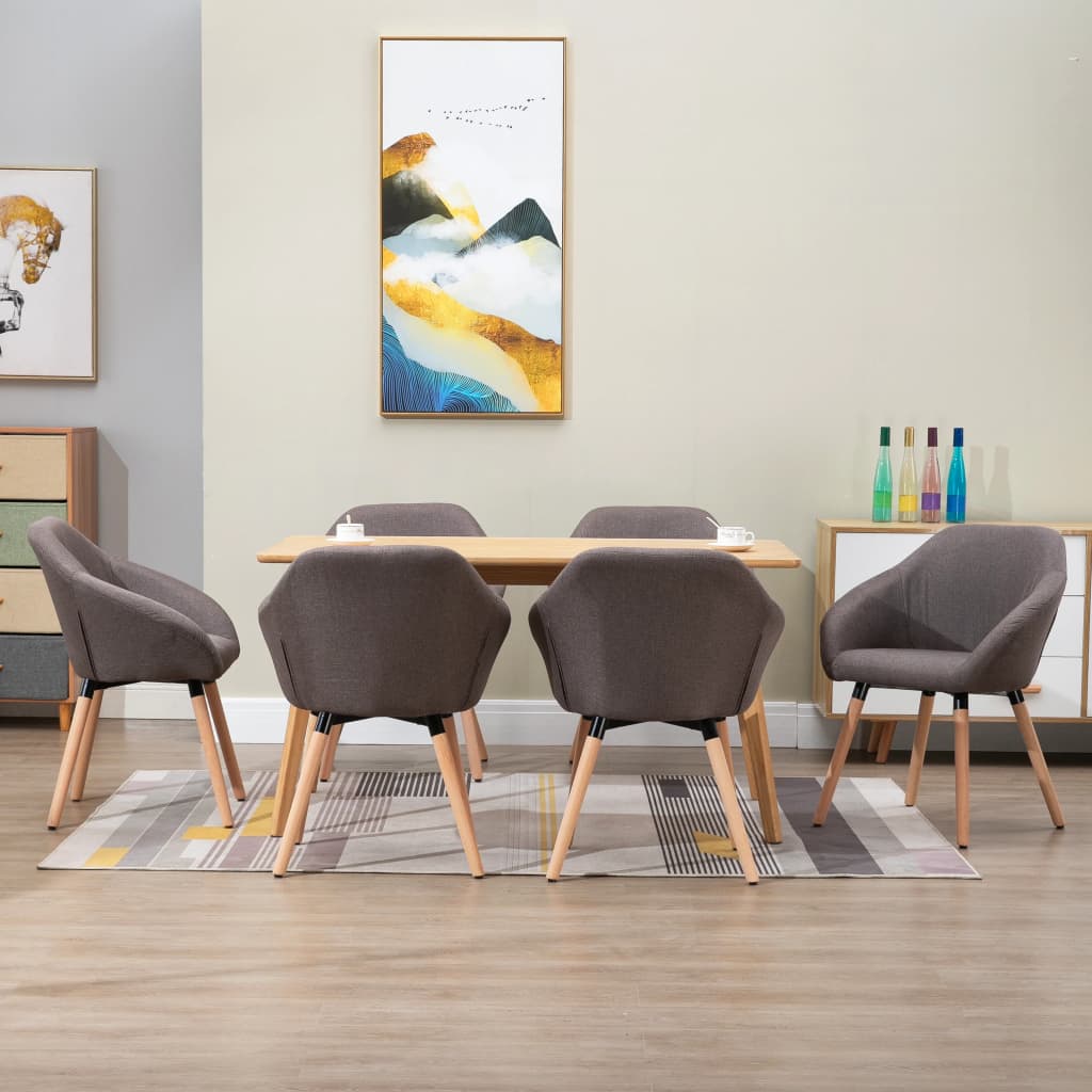 Levně vidaXL Jídelní židle 6 ks taupe textil