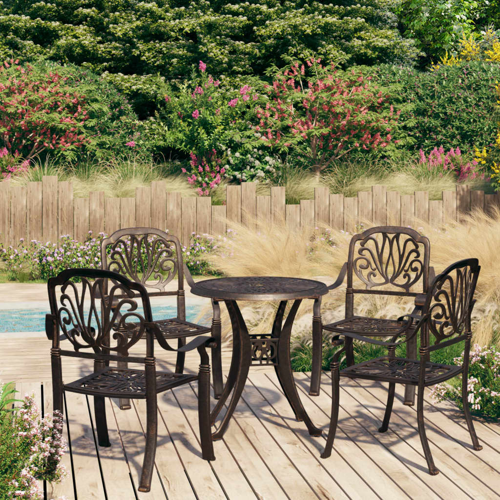 Levně vidaXL 5dílný bistro set litý hliník bronzový