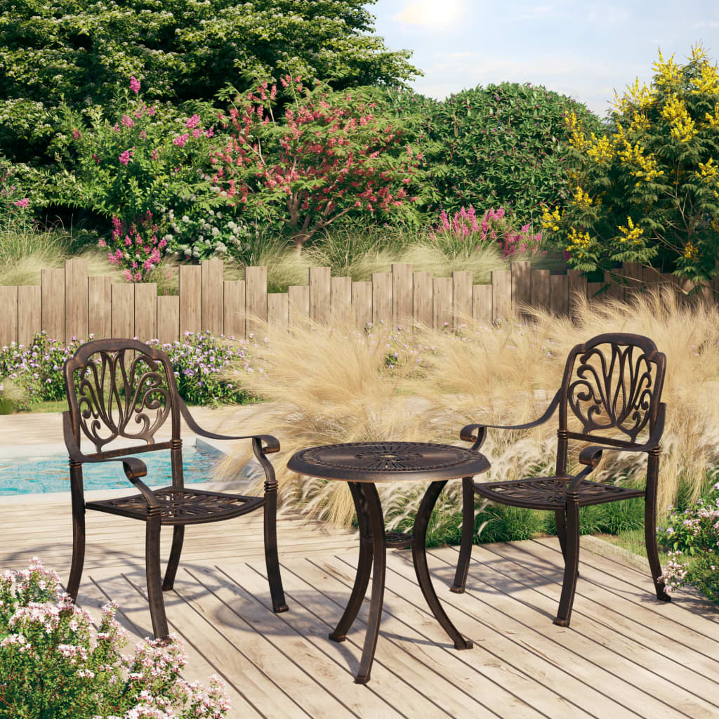 Levně vidaXL 3dílný bistro set litý hliník bronzový