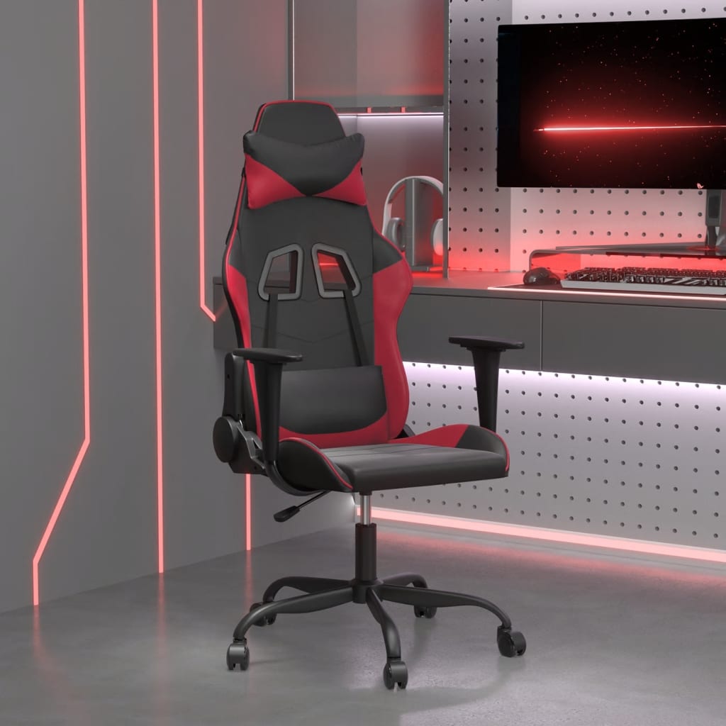 Levně vidaXL Masážní herní židle černá a vínová umělá kůže