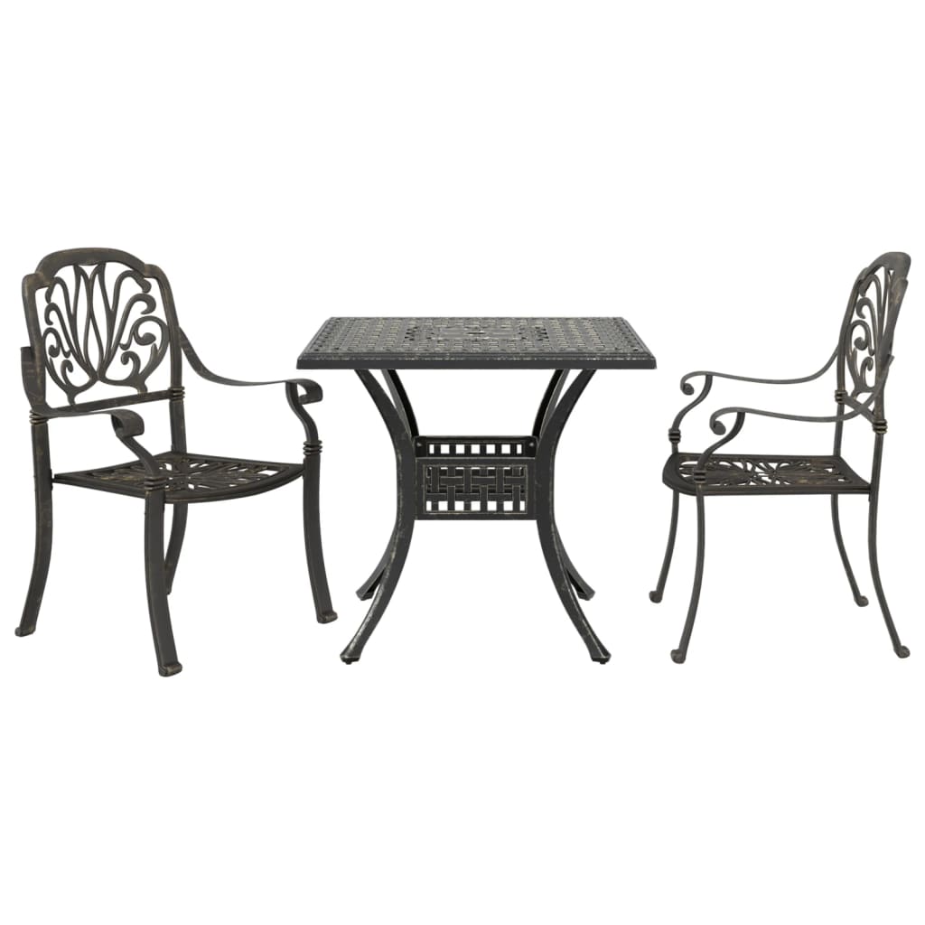 Levně vidaXL 3dílný bistro set bronzový litý hliník
