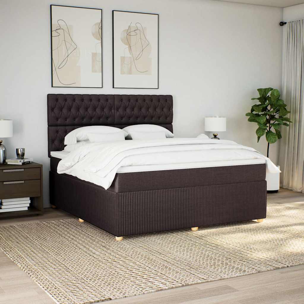 Levně vidaXL Box spring postel s matrací tmavě hnědá 180x200 cm textil
