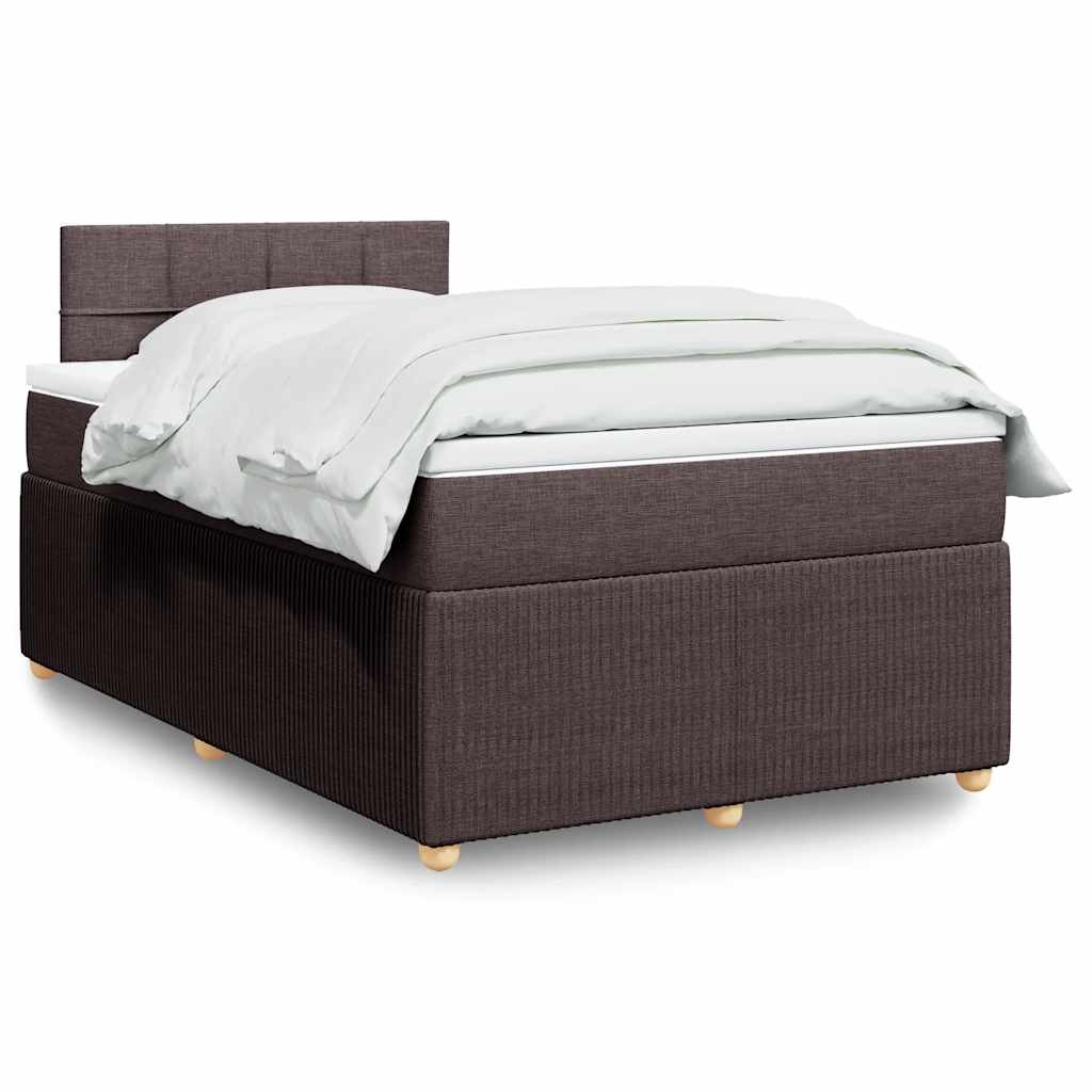 Levně vidaXL Box spring postel s matrací tmavě hnědá 120x200 cm textil