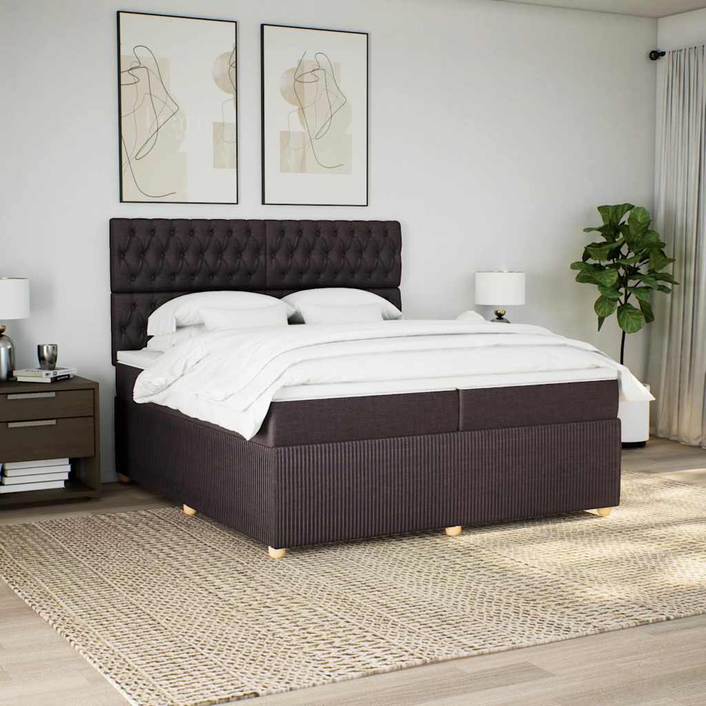 Levně vidaXL Box spring postel s matrací tmavě hnědá 200x200 cm textil