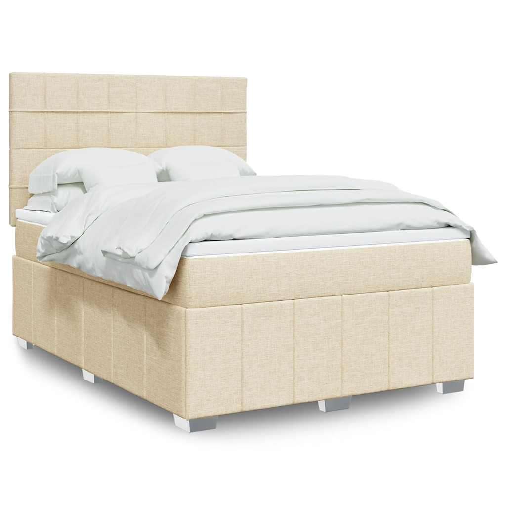 Levně vidaXL Box spring postel s matrací krémová 140x190 cm textil