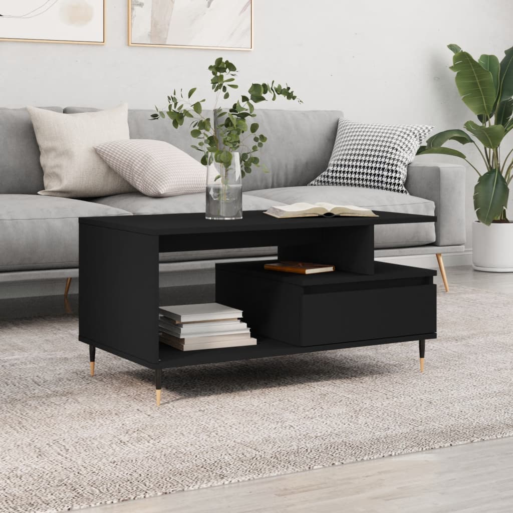 Levně vidaXL Konferenční stolek černý 90 x 49 x 45 cm kompozitní dřevo