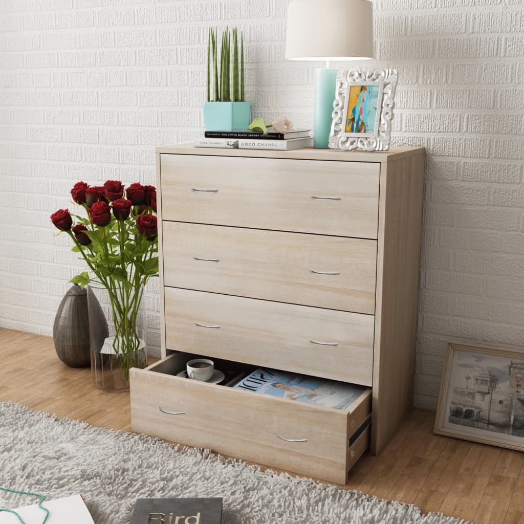 Levně vidaXL Příborník se 4 zásuvkami 60 x 30,5 x 71 cm barva dub