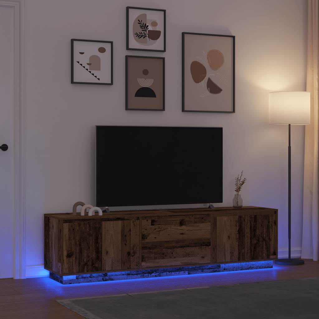 Levně vidaXL TV skříňka s LED osvětlením starého dřeva 193,5x41x50 cm