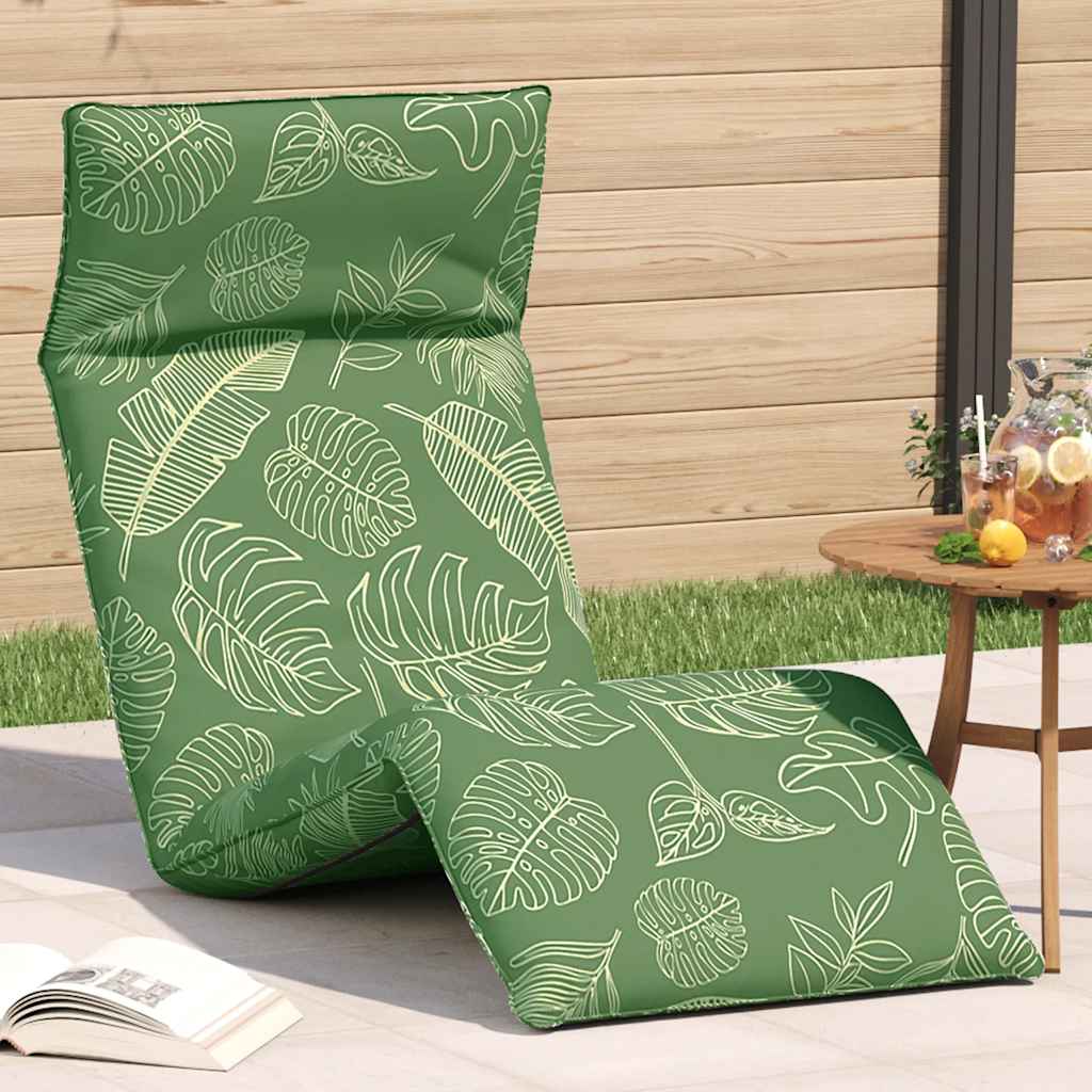 Levně vidaXL Skládací lehátko, vzorem listů, 175x54x8,5 cm, oxfordská látka
