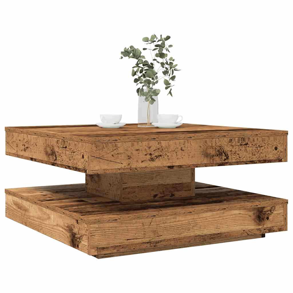Levně vidaXL Konferenční stolek otočný o 360º old wood 70 x 70 x 34,5 cm