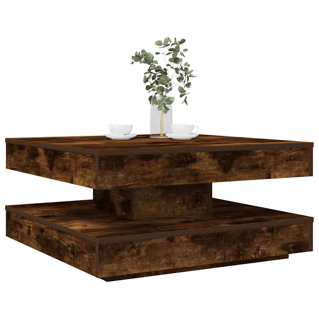 Levně vidaXL Konferenční stolek otočný o 360º kouřový dub 70 x 70 x 34,5 cm