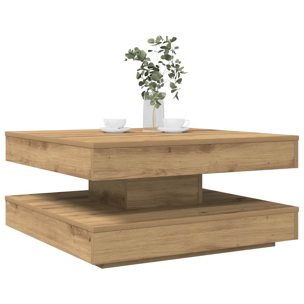 Levně vidaXL Konferenční stolek otočný o 360º dub artisan 70 x 70 x 34,5 cm