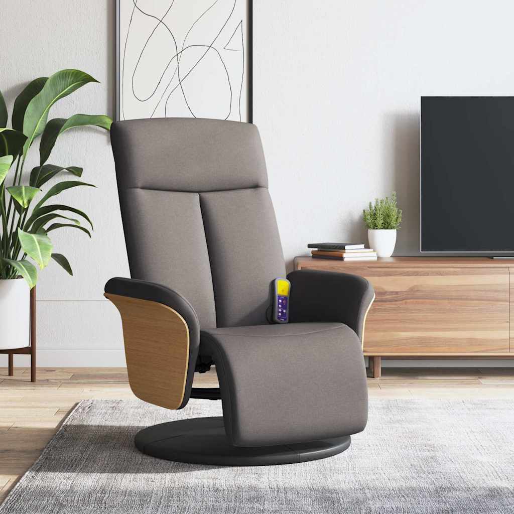 Levně vidaXL Masážní polohovací křeslo s podnožkou taupe textil
