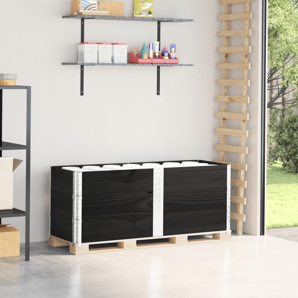 Levně vidaXL Paletové nástavce 3 ks černé 150 x 50 cm masivní borové dřevo