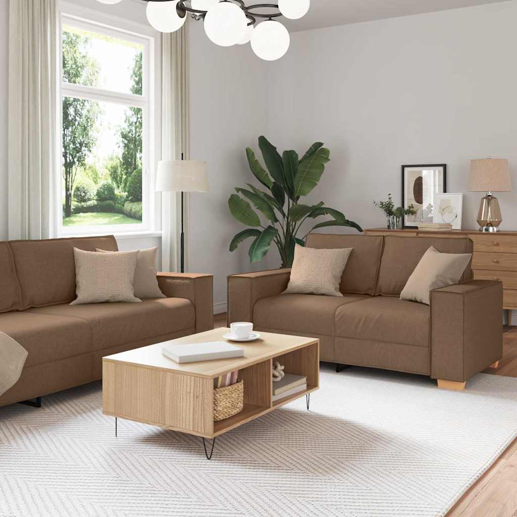 Levně vidaXL Pohovka 3 pcs Hnědá 220 x 80 x 84 cm Lněná směs