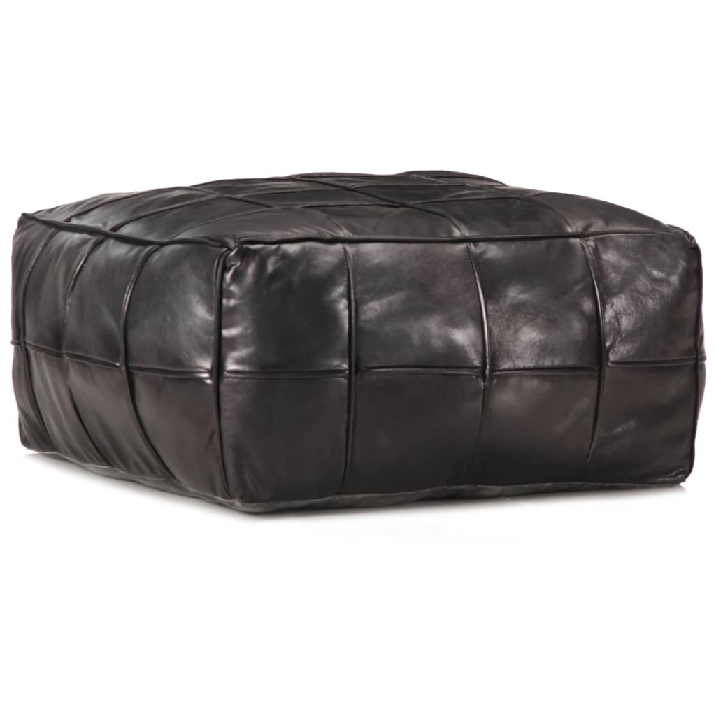 Levně vidaXL Sedací puf černý 60 x 60 x 30 cm pravá kozí kůže