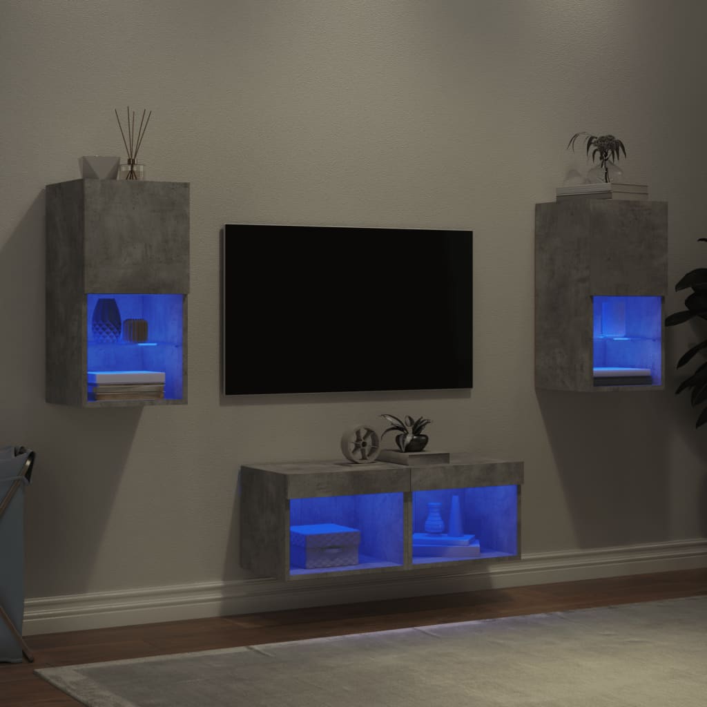 Levně vidaXL 4dílná obývací stěna s LED osvětlením betonově šedá
