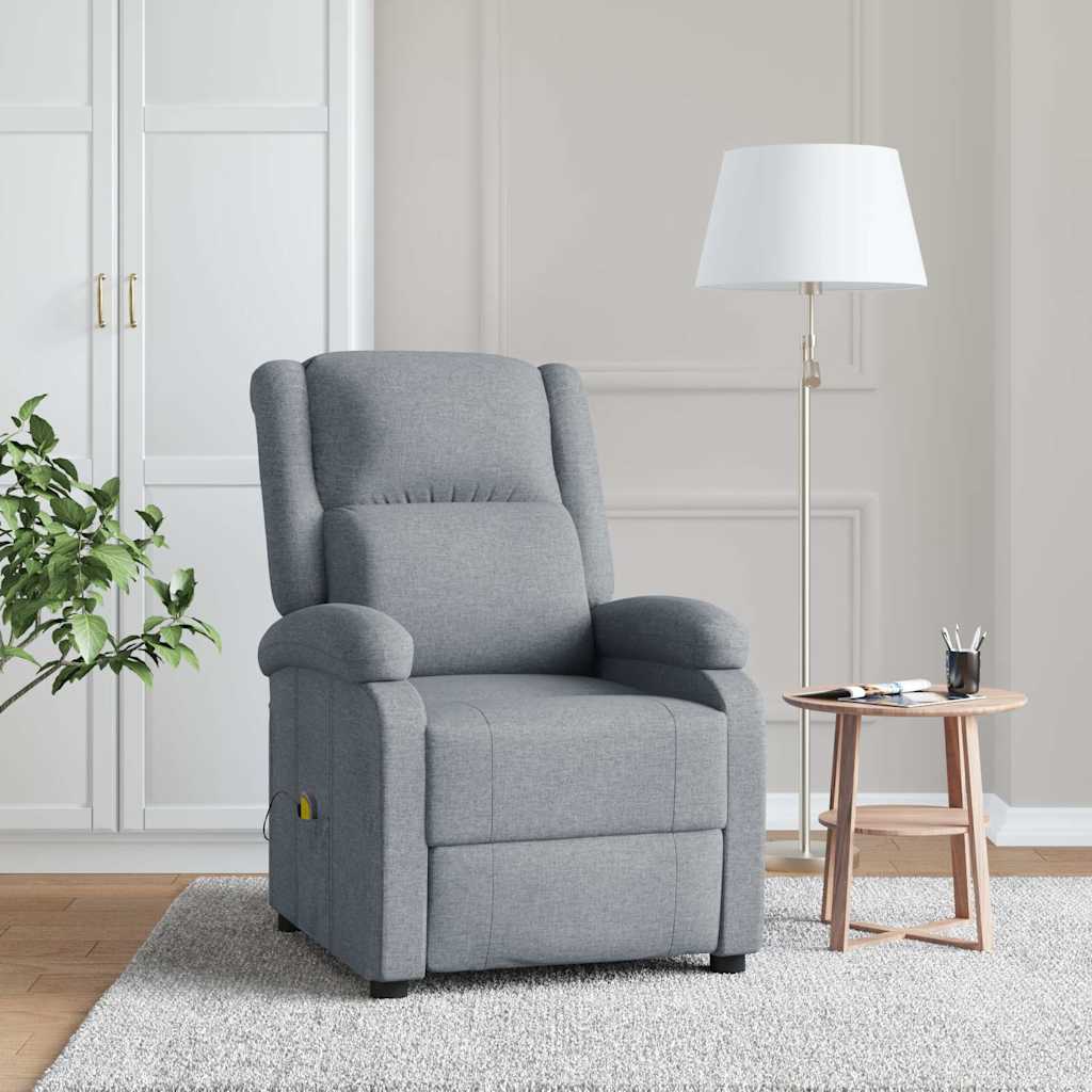 Levně vidaXL Masážní křeslo světle šedé textil