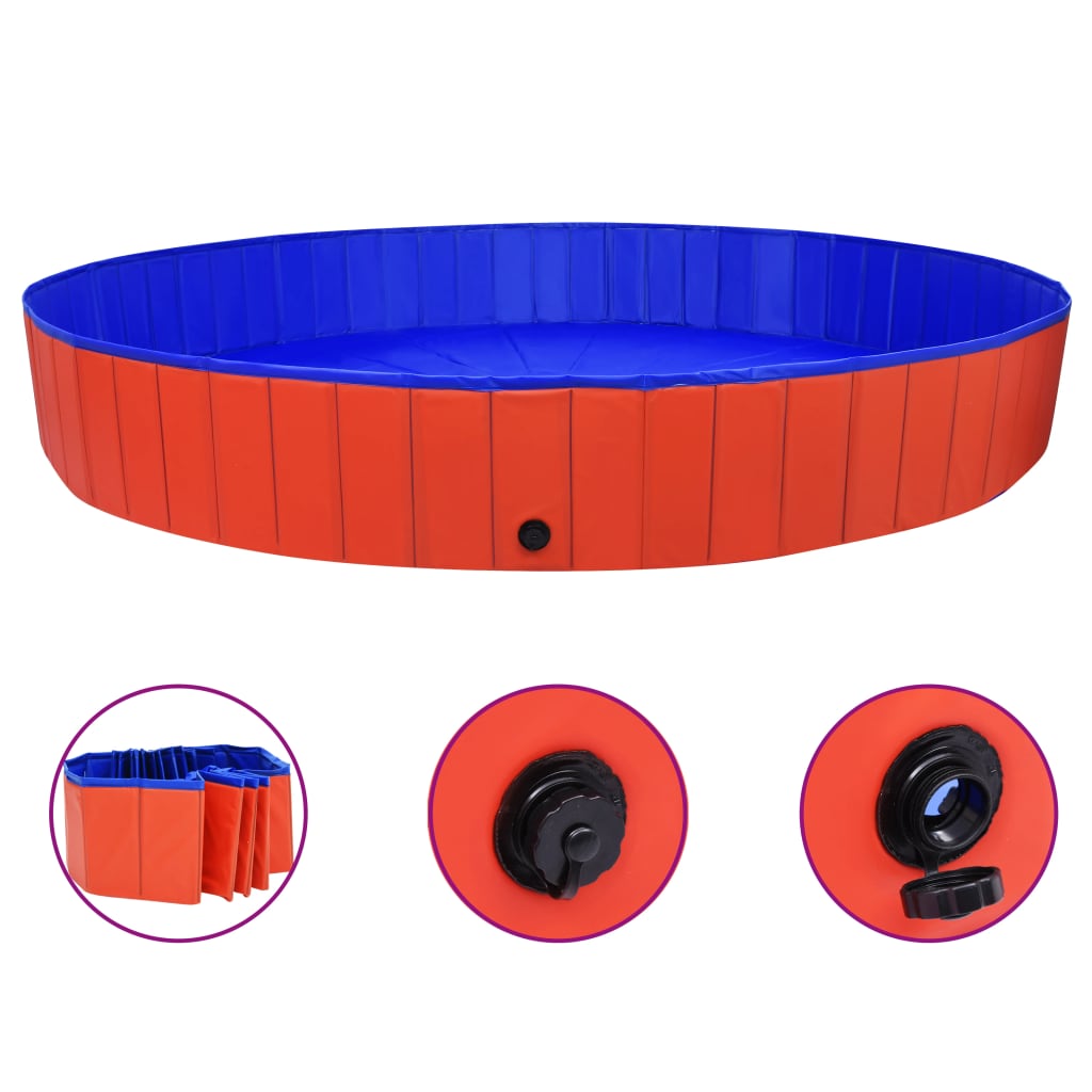 Levně vidaXL Skládací bazén pro psy červený 300 x 40 cm PVC