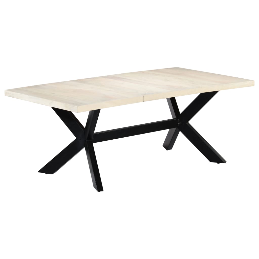 Levně vidaXL Jídelní stůl bílý 200 x 100 x 75 cm masivní mangovníkové dřevo