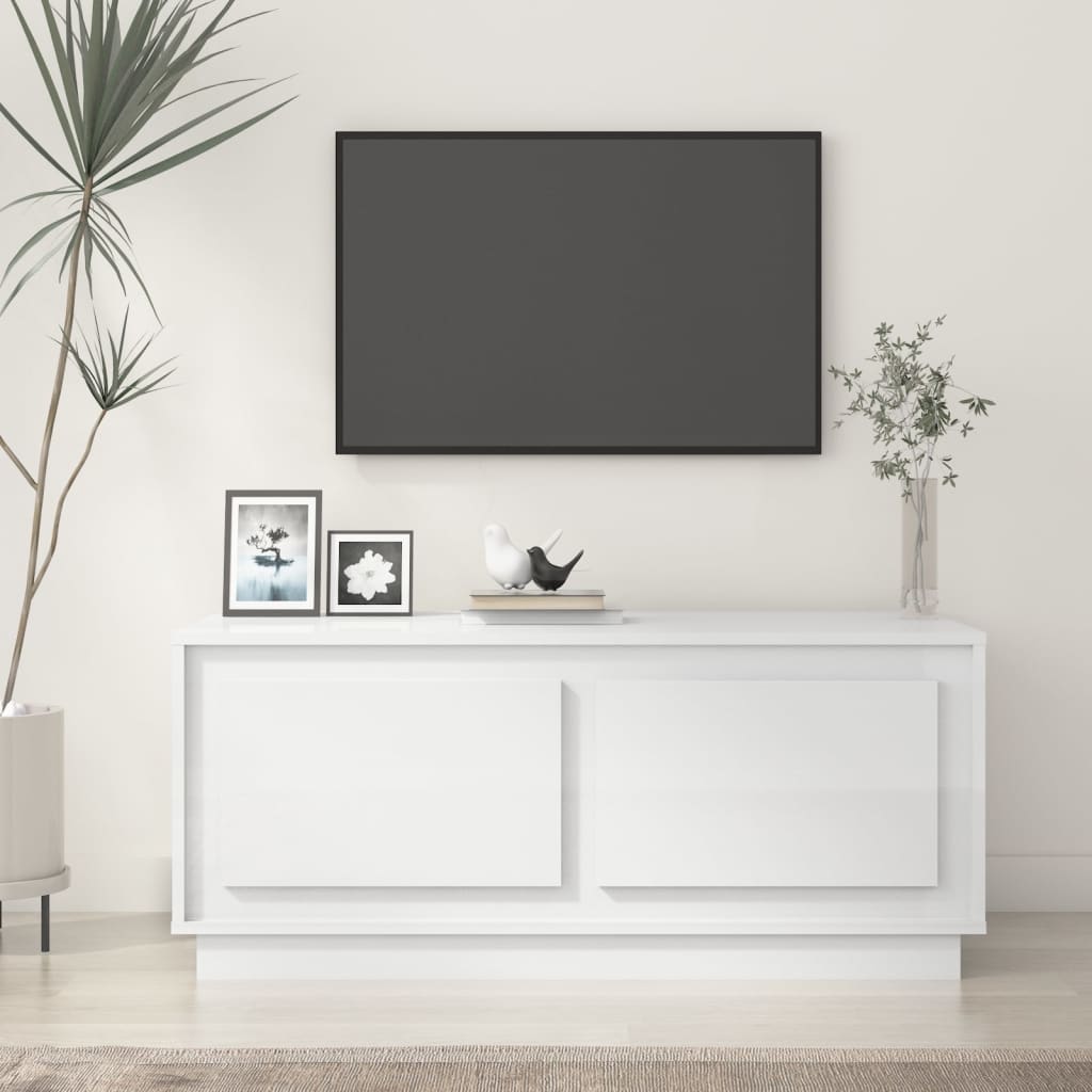 Levně vidaXL Konferenční stolek lesklý bílý 102x50x44 cm kompozitní dřevo