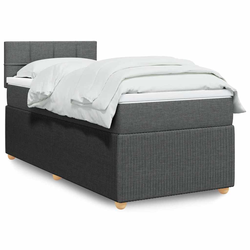 Levně vidaXL Box spring postel s matrací tmavě šedá 90x200 cm textil
