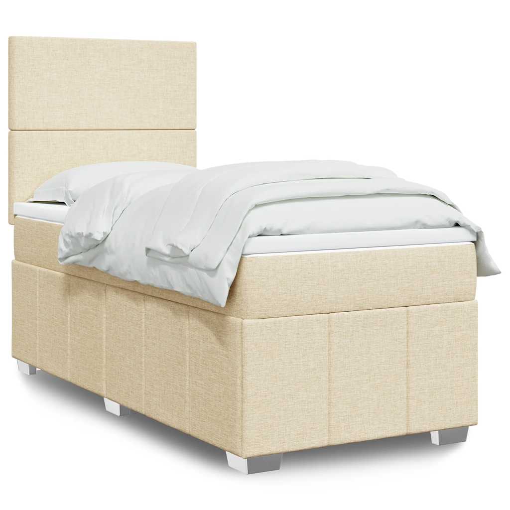 Levně vidaXL Box spring postel s matrací krémová 80 x 200 cm textil